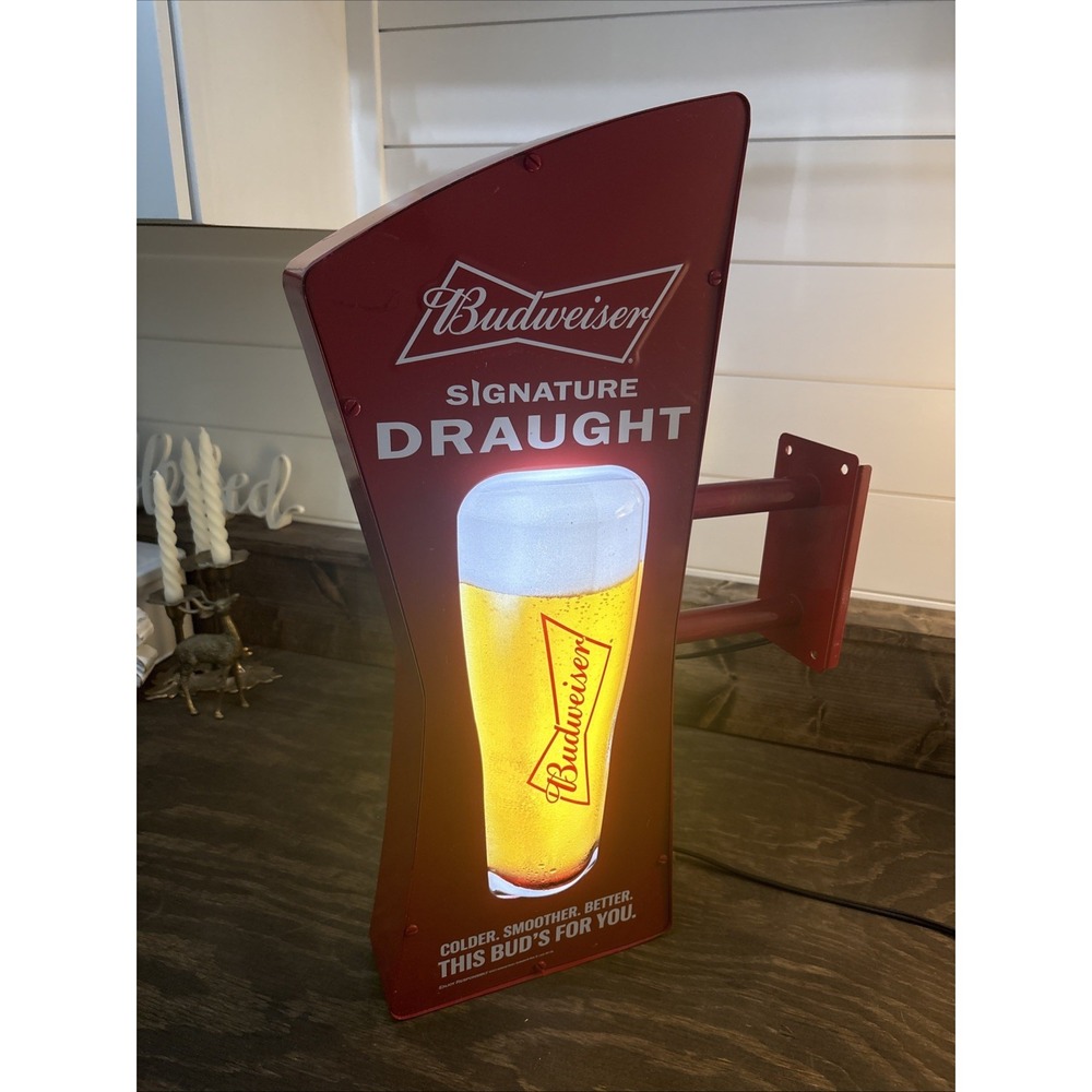 1998 BUDWEISER BEER CLASSIC DRAUGHT ON TAP LIGHTED PUB SIGN 2 SIDED double sided
